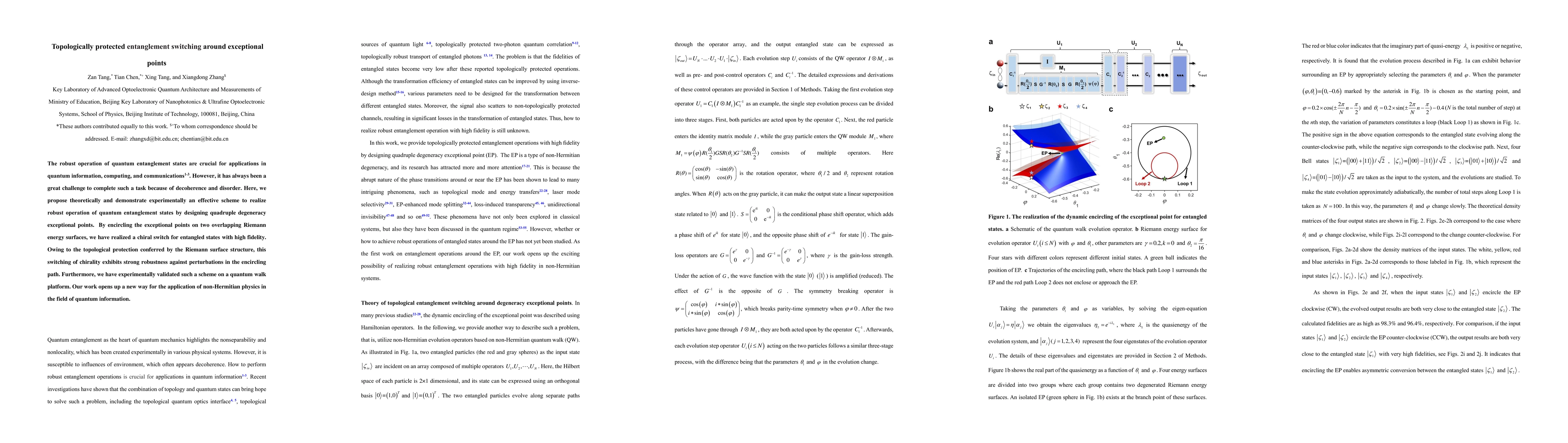 Thumbnail for Topologically protected entanglement switching around exceptional points