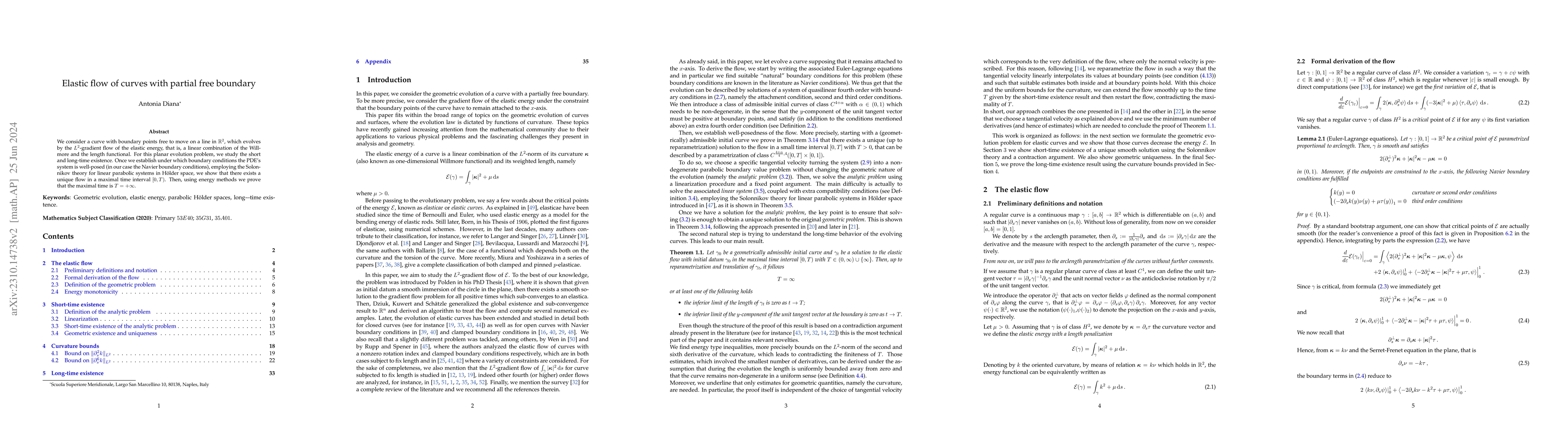 Thumbnail for Elastic flow of curves with partial free boundary