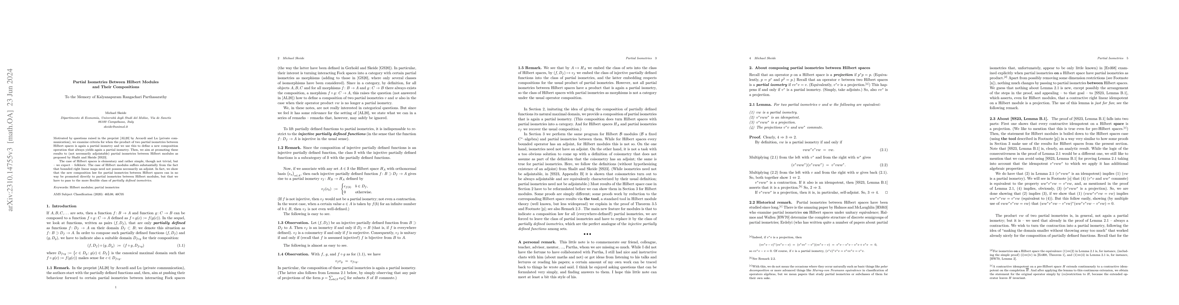 Thumbnail for Partial Isometries Between Hilbert Modules and Their Compositions
