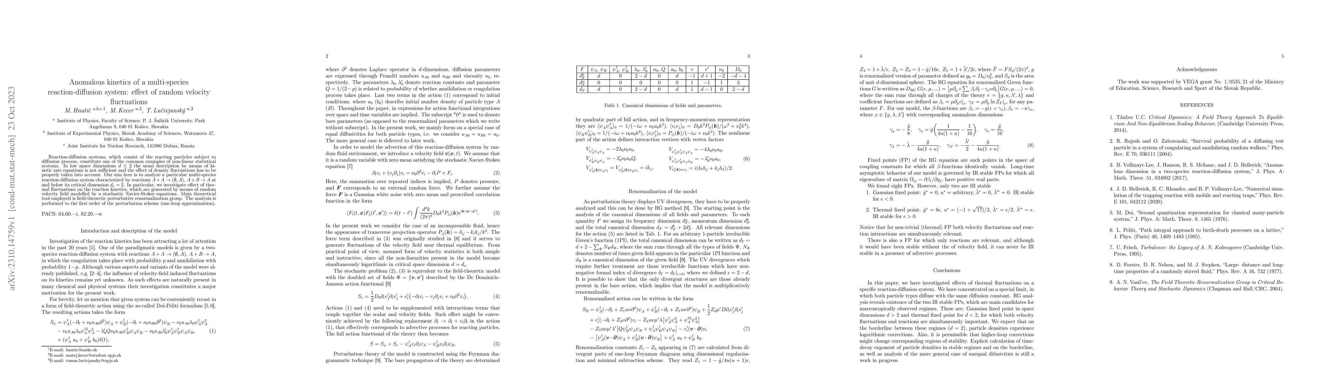 Thumbnail for Anomalous Kinetics of a Multi-Species Reaction-Diffusion System: Effect
  of Random Velocity Fluctuations