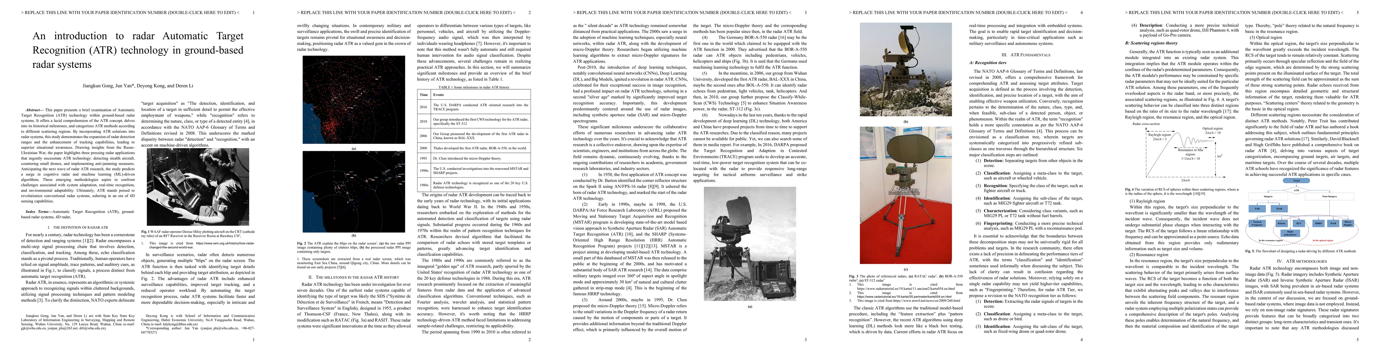 Thumbnail for An introduction to radar Automatic Target Recognition (ATR) technology
  in ground-based radar systems