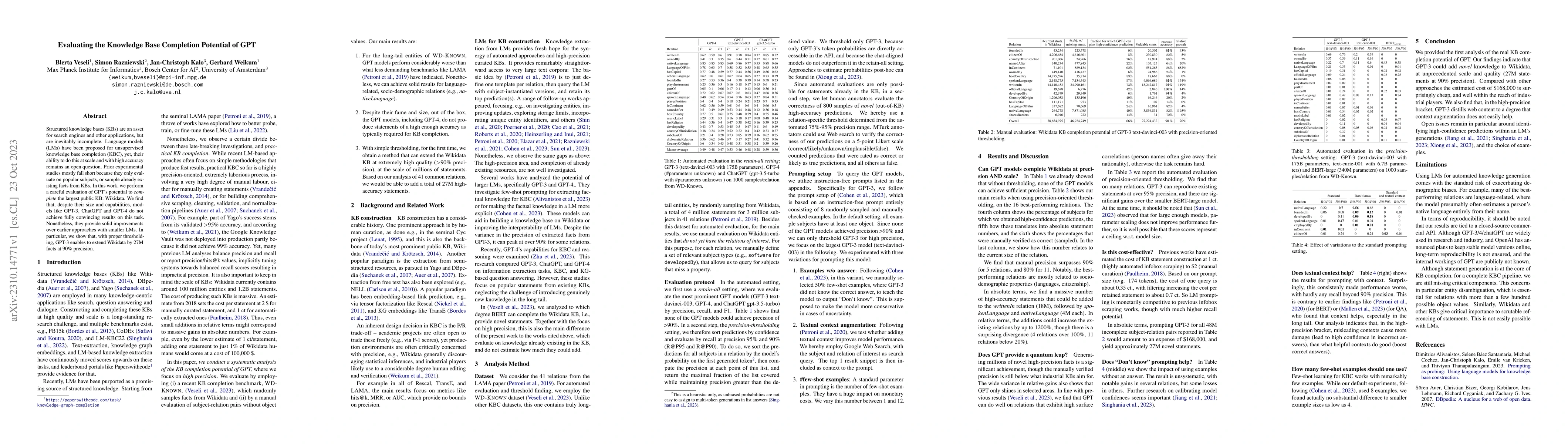 Thumbnail for Evaluating the Knowledge Base Completion Potential of GPT