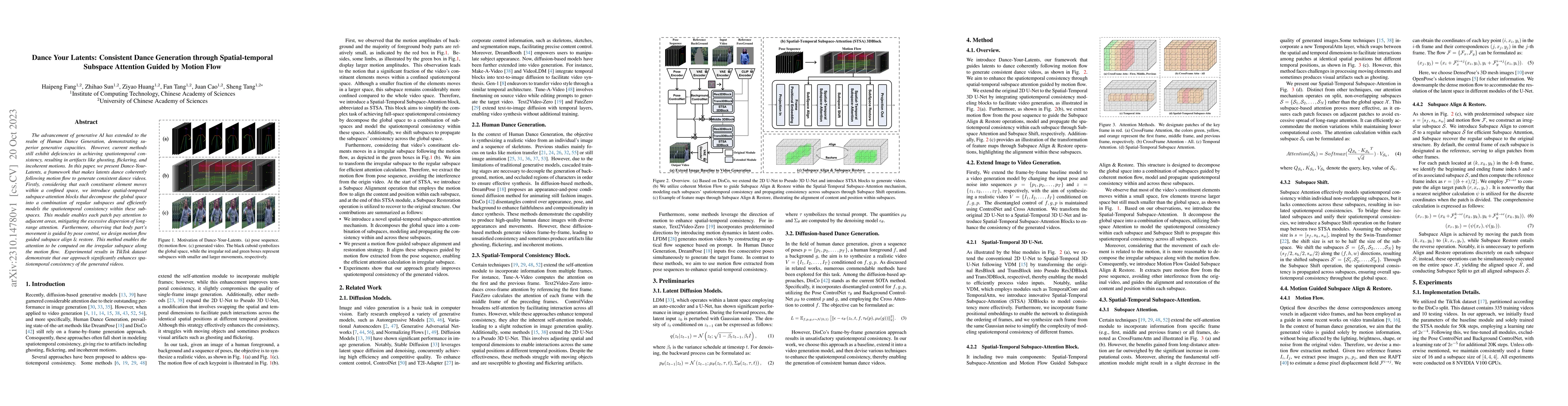 Thumbnail for Dance Your Latents: Consistent Dance Generation through Spatial-temporal
  Subspace Attention Guided by Motion Flow