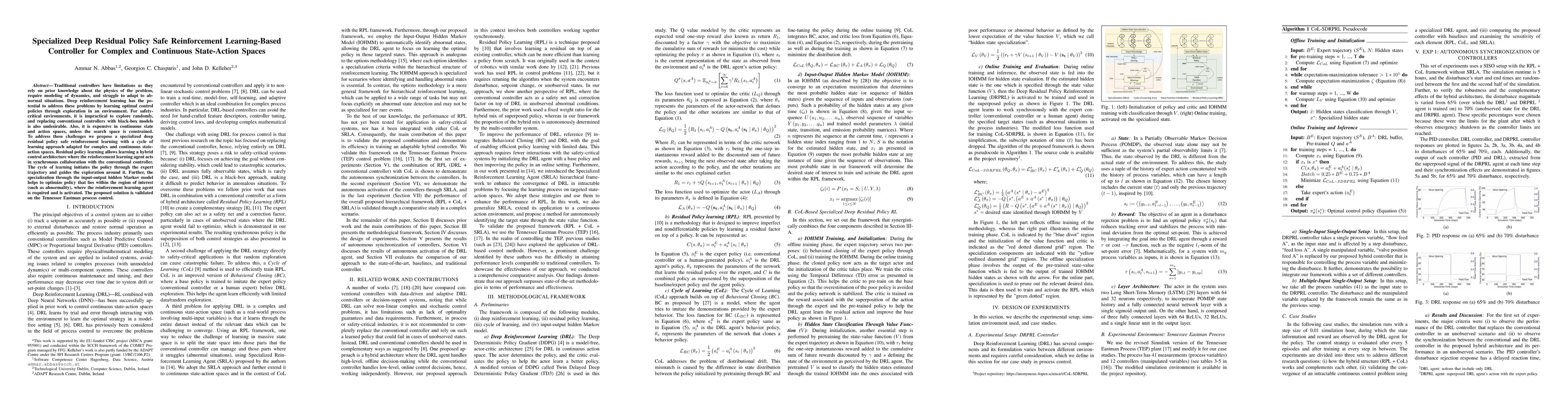 Thumbnail for Specialized Deep Residual Policy Safe Reinforcement Learning-Based
  Controller for Complex and Continuous State-Action Spaces