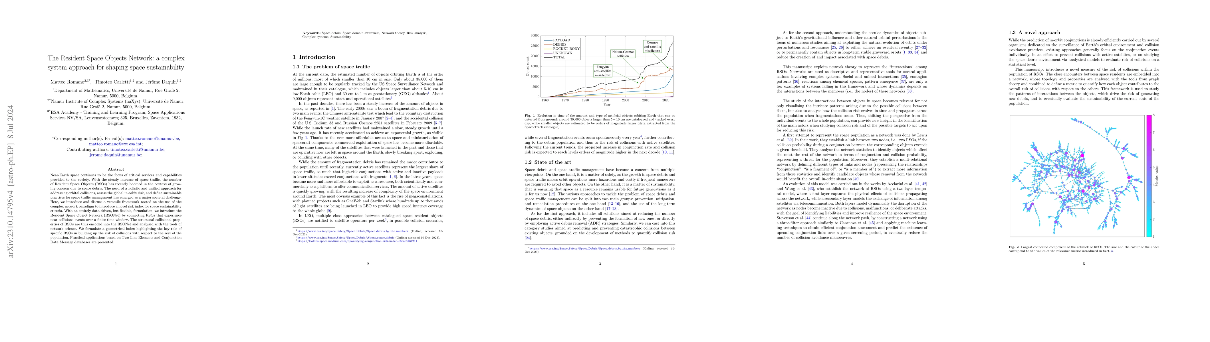 Thumbnail for The Resident Space Objects Network: a complex system approach for
  shaping space sustainability