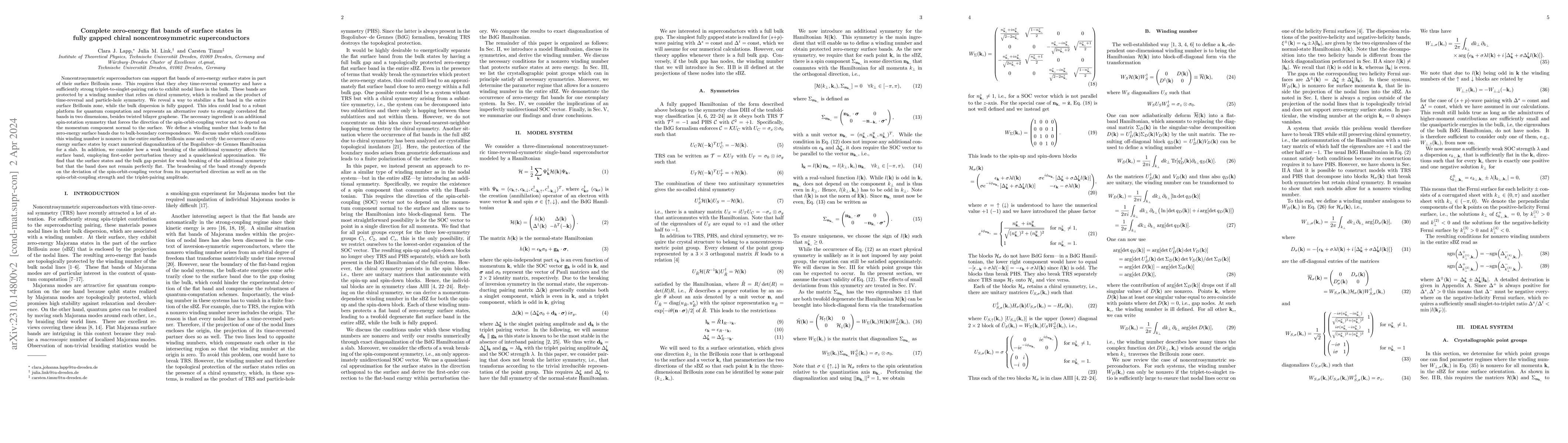 Thumbnail for Complete zero-energy flat bands of surface states in fully gapped chiral
  noncentrosymmetric superconductors
