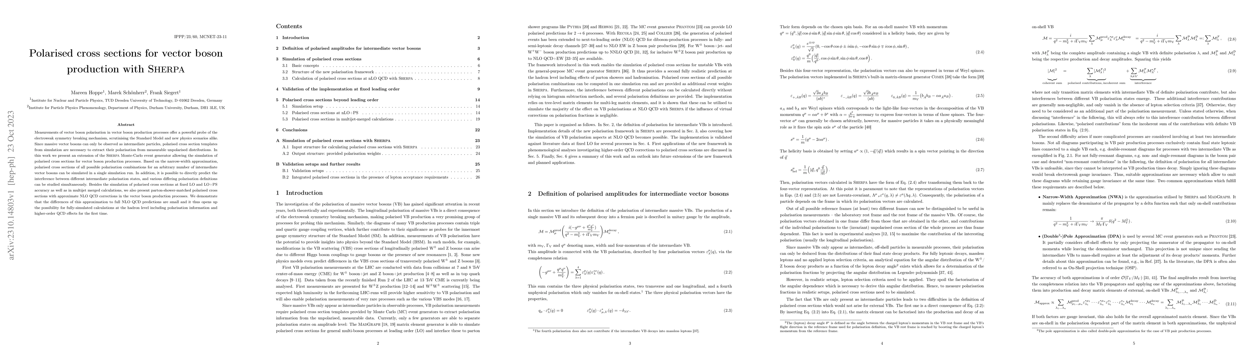 Thumbnail for Polarised cross sections for vector boson production with SHERPA