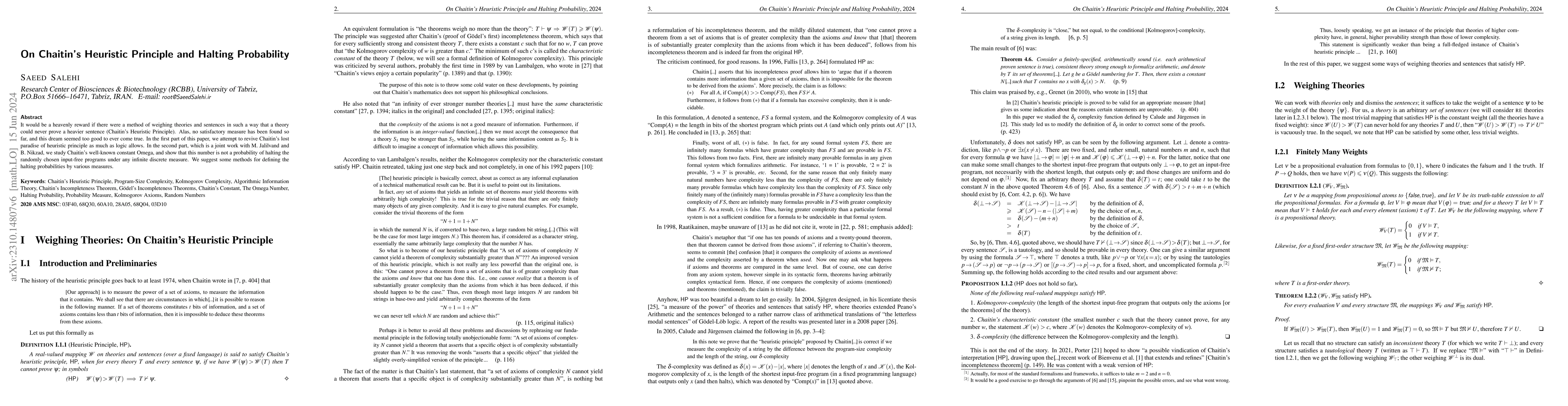 Thumbnail for On Chaitin's Heuristic Principle and Halting Probability