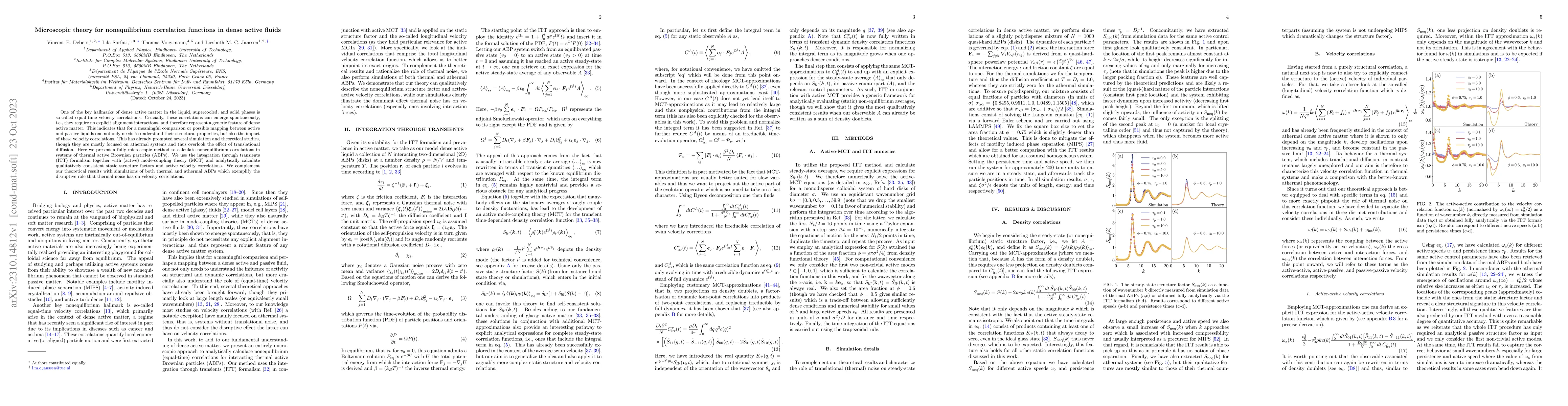 Thumbnail for Microscopic theory for nonequilibrium correlation functions in dense
  active fluids