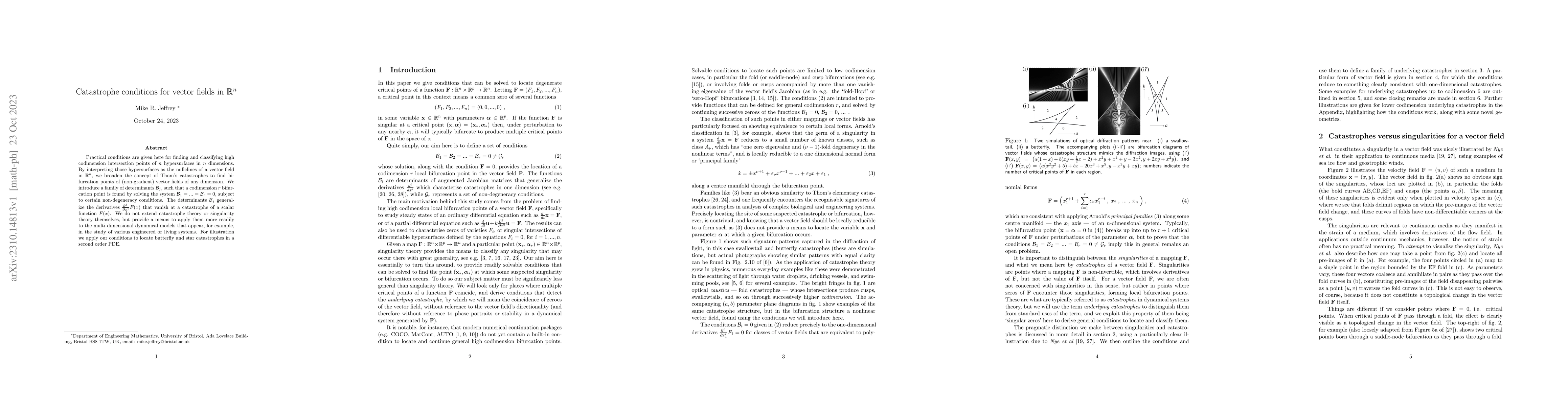Thumbnail for Catastrophe conditions for vector fields in $\mathbb R^n$