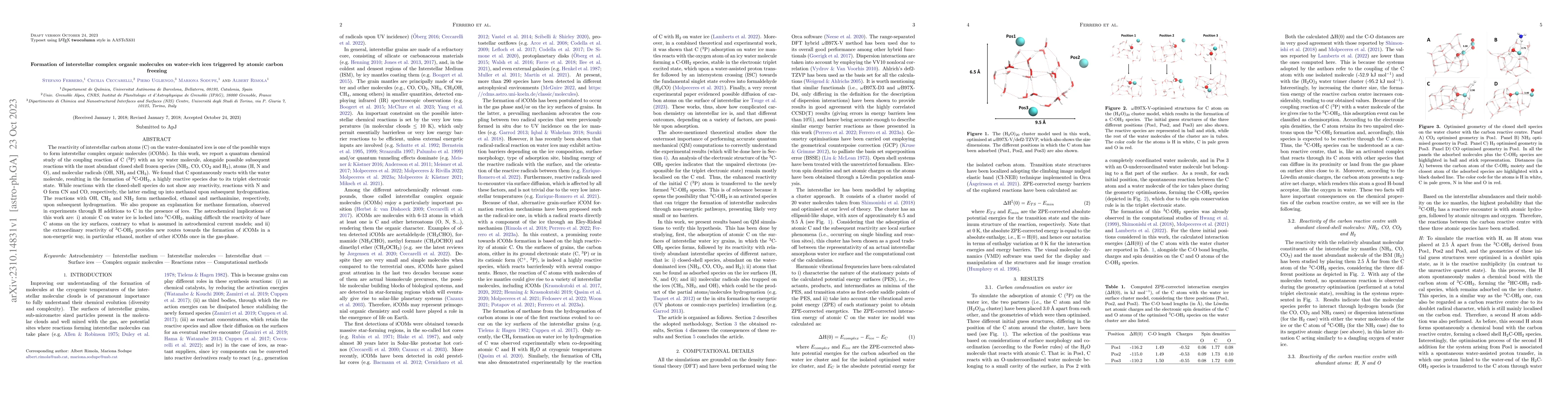 Thumbnail for Formation of interstellar complex organic molecules on water-rich ices
  triggered by atomic carbon freezing
