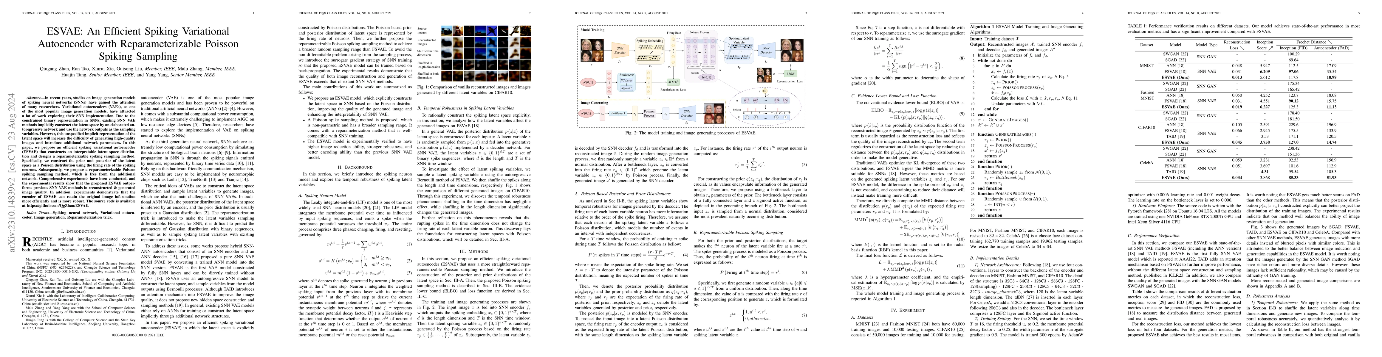 Thumbnail for ESVAE: An Efficient Spiking Variational Autoencoder with
  Reparameterizable Poisson Spiking Sampling