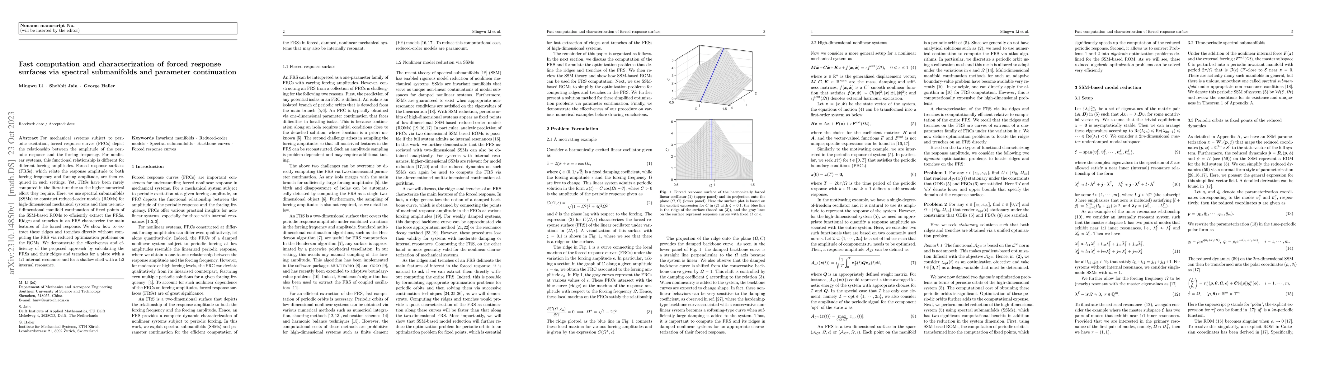 Thumbnail for Fast computation and characterization of forced response surfaces via
  spectral submanifolds and parameter continuation