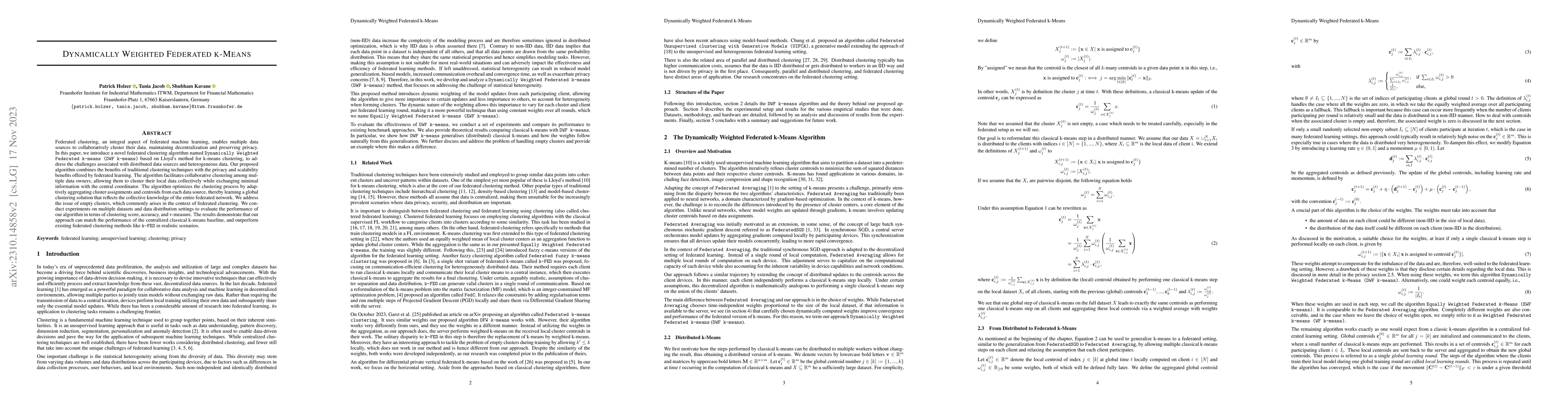 Thumbnail for Dynamically Weighted Federated k-Means