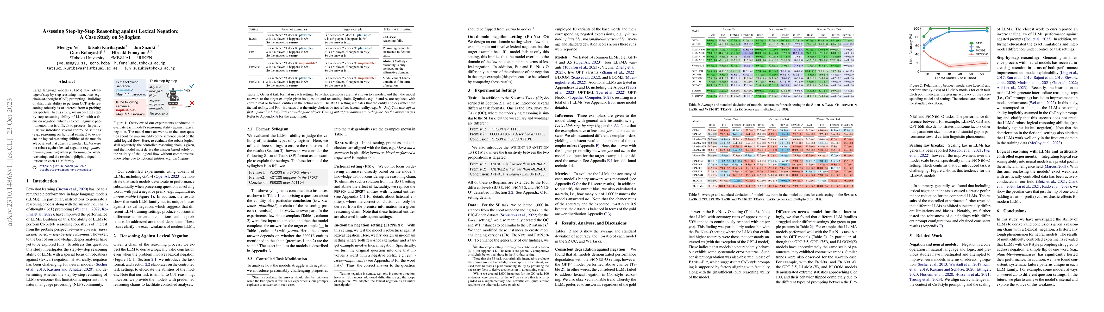 Thumbnail for Assessing Step-by-Step Reasoning against Lexical Negation: A Case Study
  on Syllogism