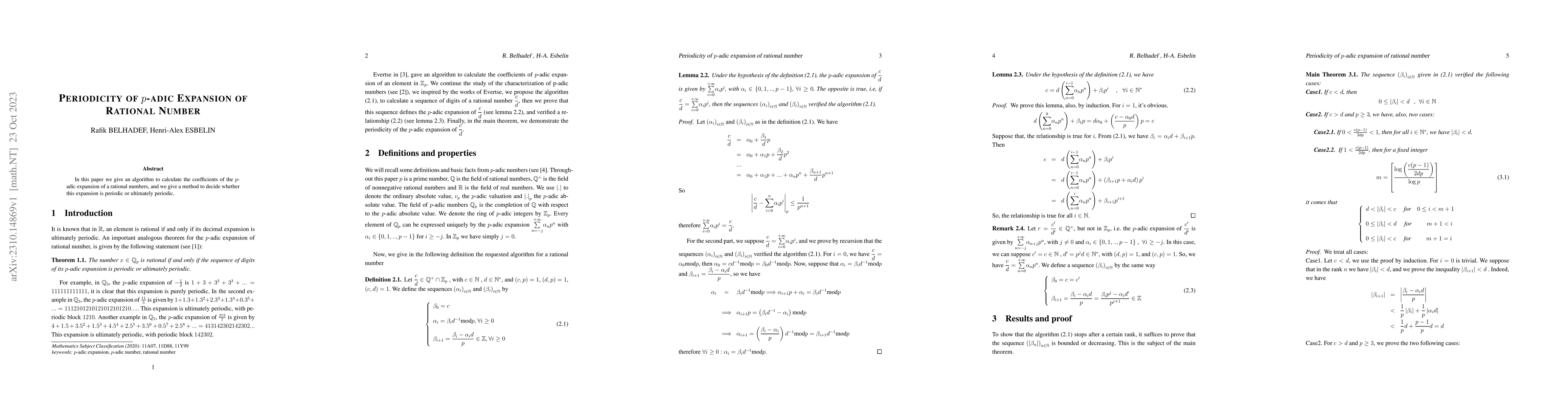 Thumbnail for Periodicity of p-adic Expansion of Rational Number