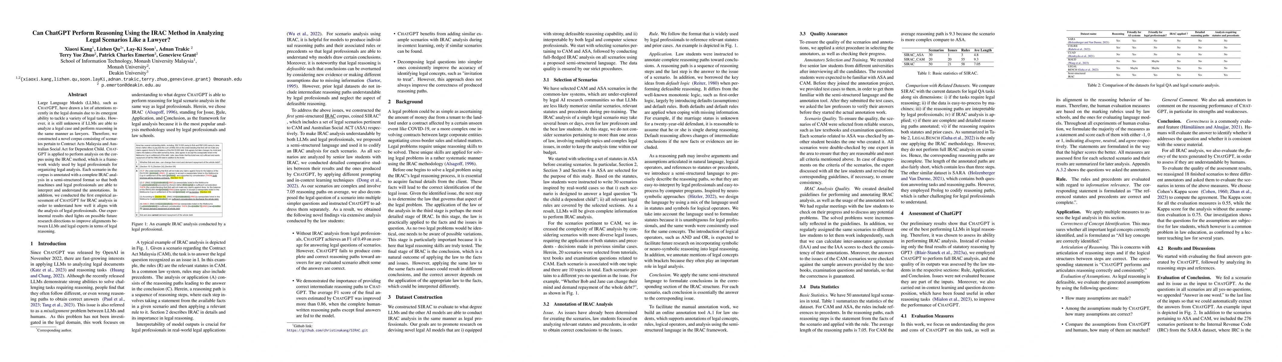 Thumbnail for Can ChatGPT Perform Reasoning Using the IRAC Method in Analyzing Legal
  Scenarios Like a Lawyer?