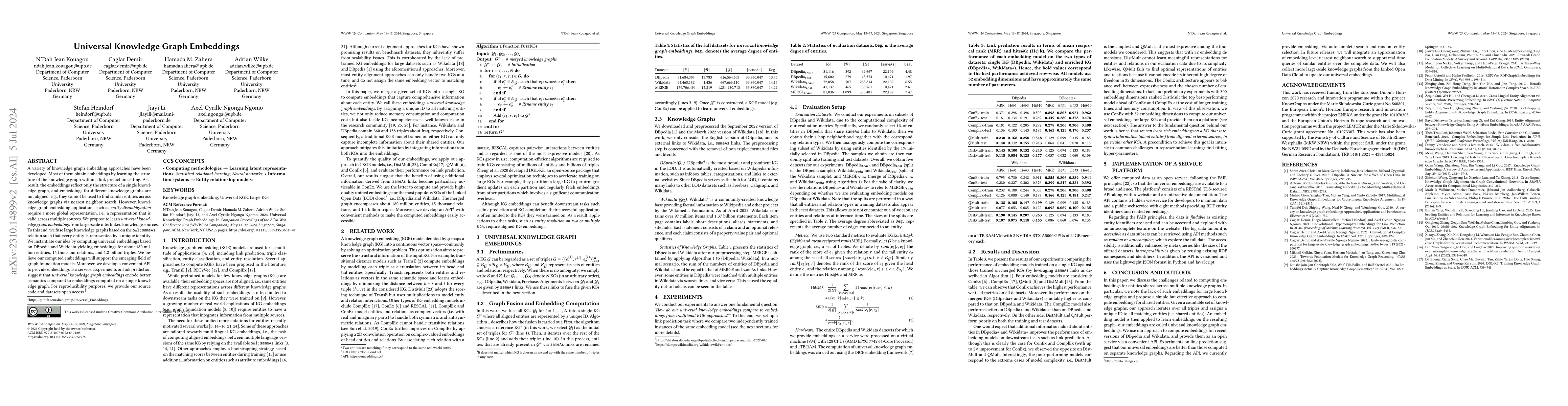 Thumbnail for Universal Knowledge Graph Embeddings