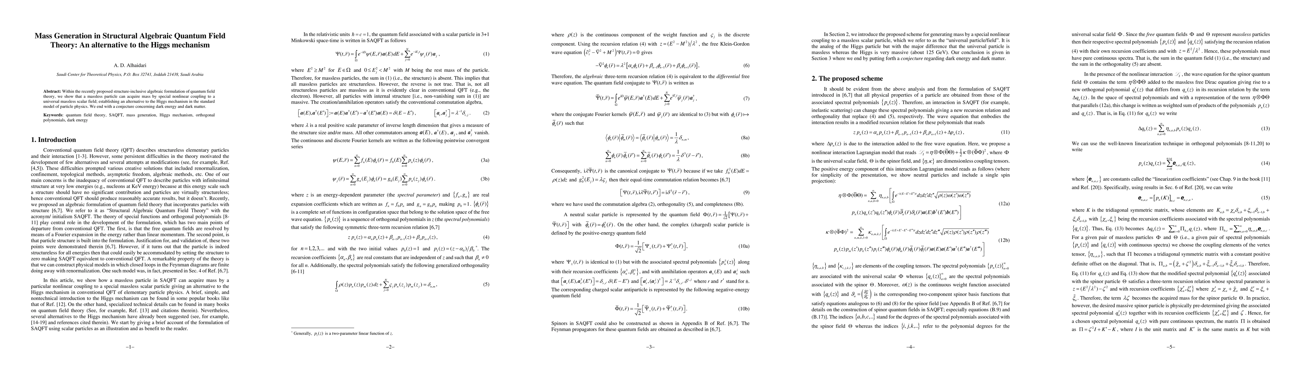 Thumbnail for Mass Generation in Structural Algebraic Quantum Field Theory: An
  alternative to the Higgs mechanism