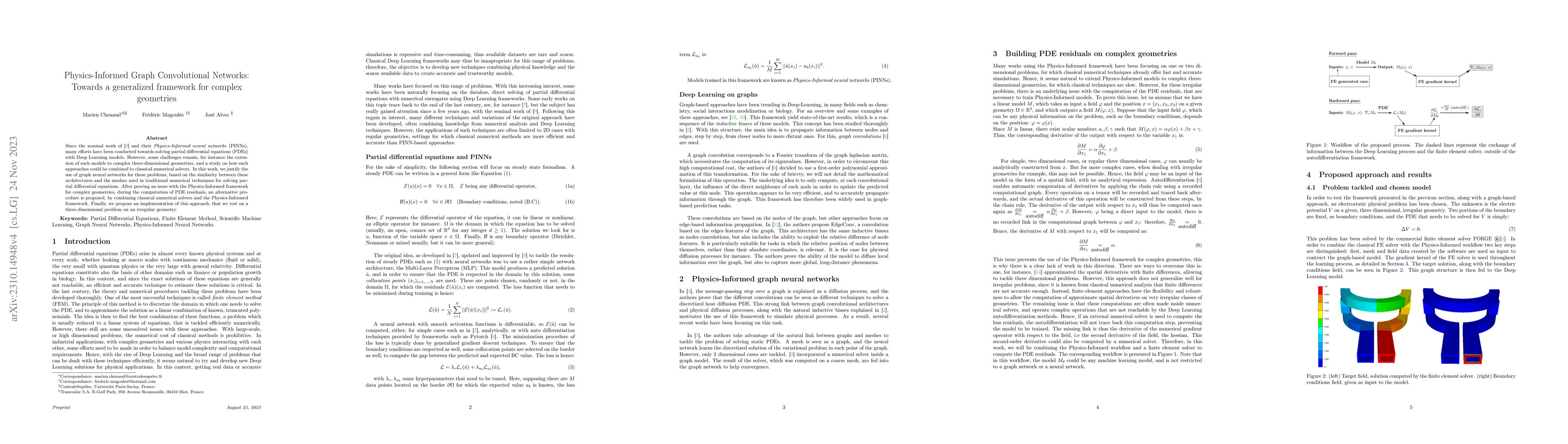 Thumbnail for Physics-Informed Graph Convolutional Networks: Towards a generalized
  framework for complex geometries