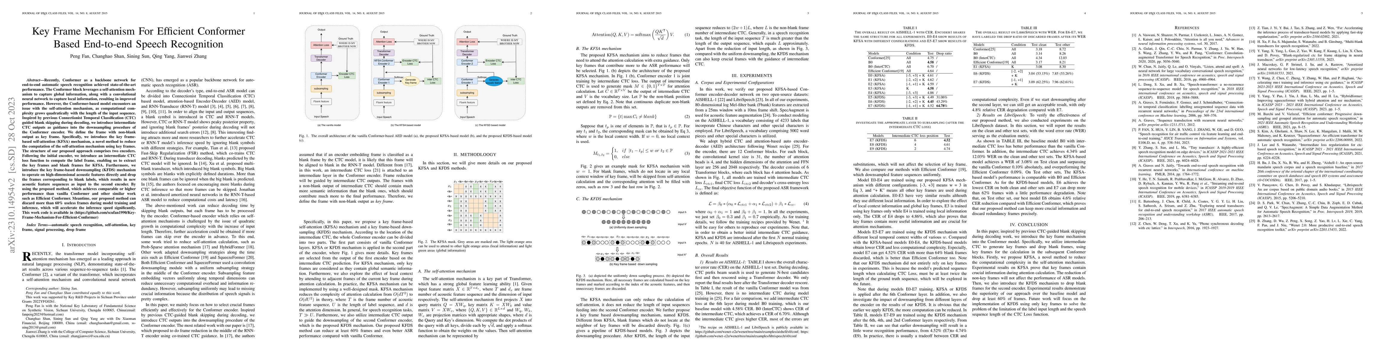 Thumbnail for Key Frame Mechanism For Efficient Conformer Based End-to-end Speech
  Recognition