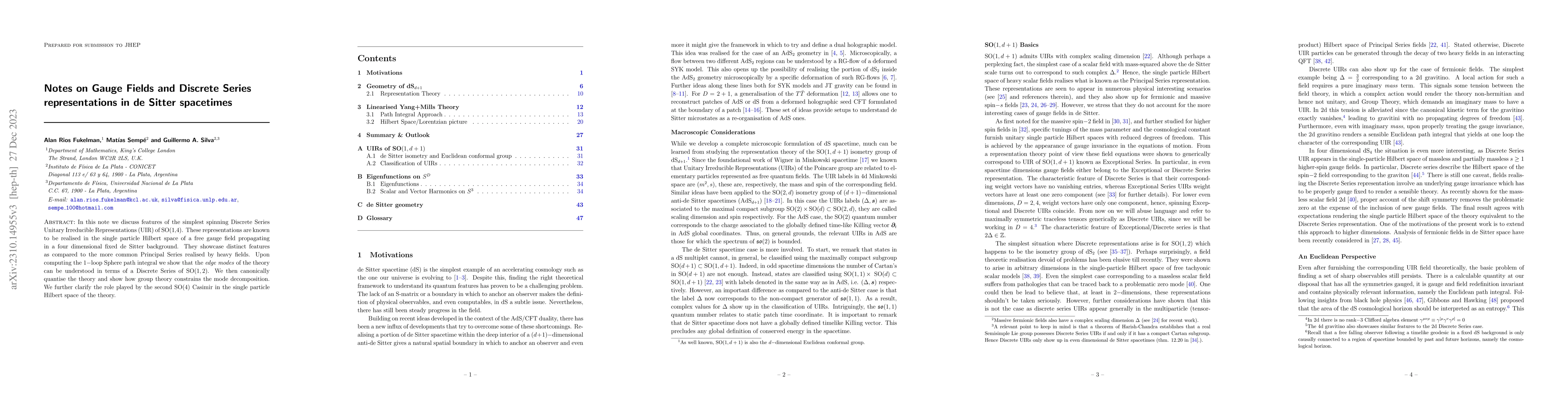 Thumbnail for Notes on Gauge Fields and Discrete Series representations in de Sitter
  spacetimes