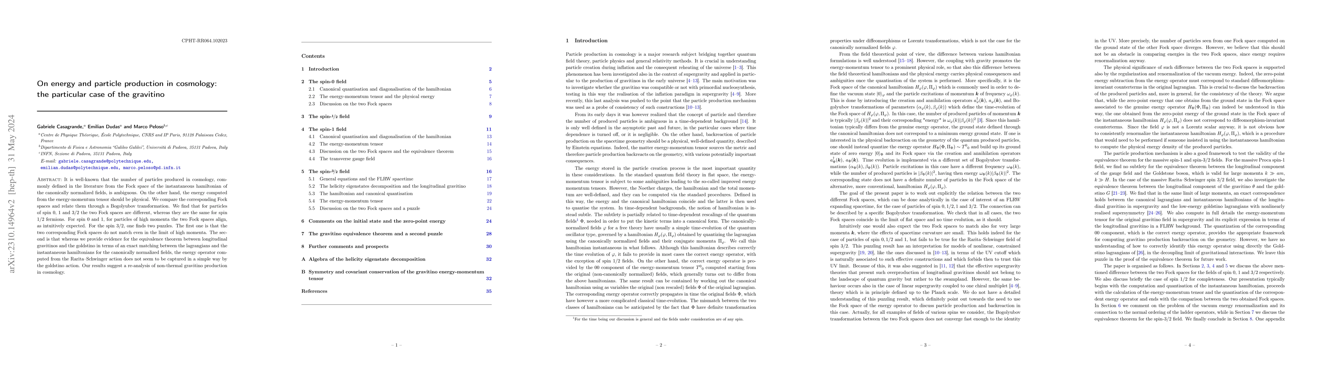 Thumbnail for On energy and particle production in cosmology: the particular case of
  the gravitino