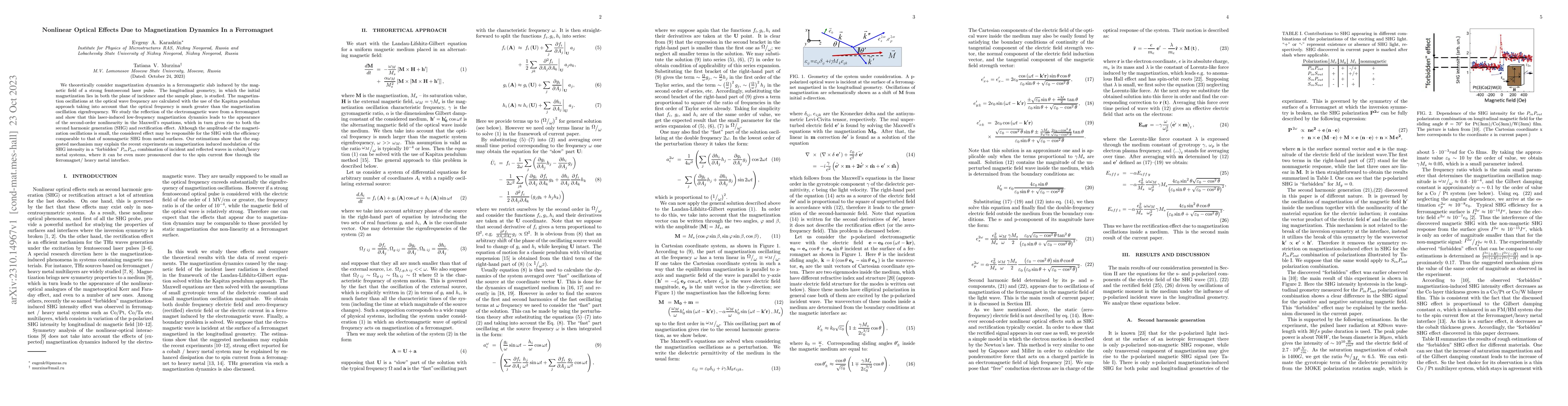 Thumbnail for Nonlinear Optical Effects Due to Magnetization Dynamics In a Ferromagnet