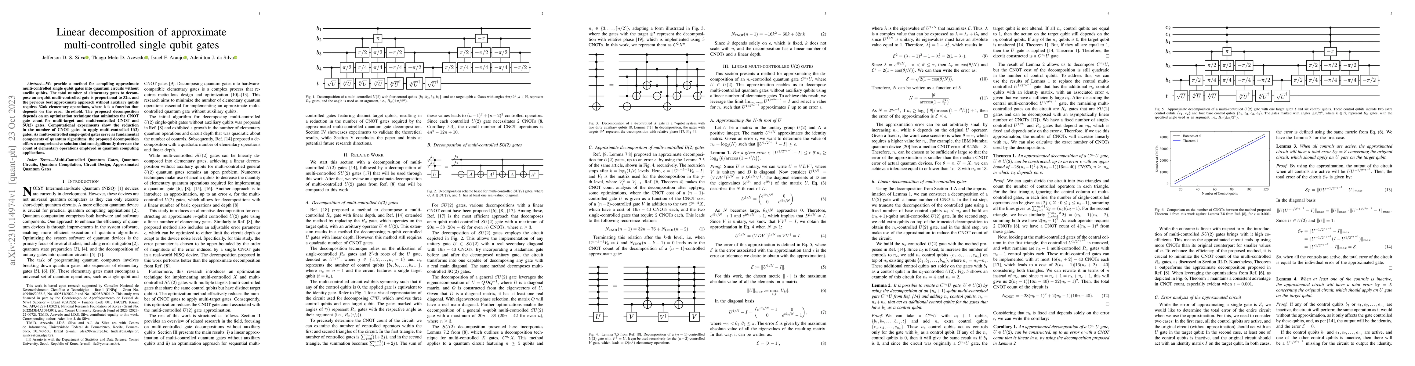 Thumbnail for Linear decomposition of approximate multi-controlled single qubit gates