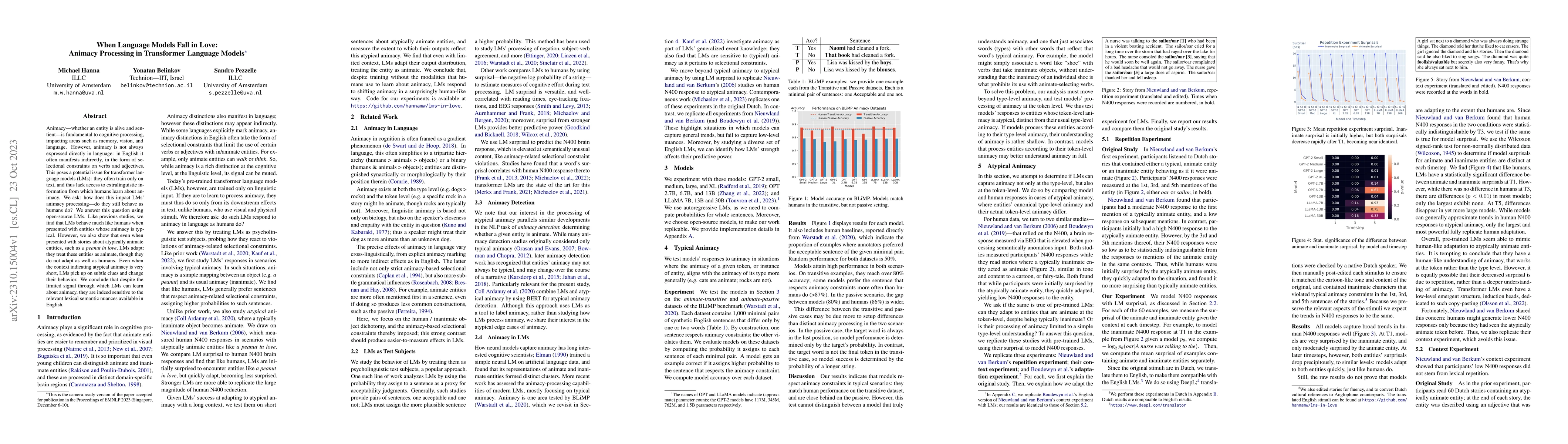 Thumbnail for When Language Models Fall in Love: Animacy Processing in Transformer
  Language Models