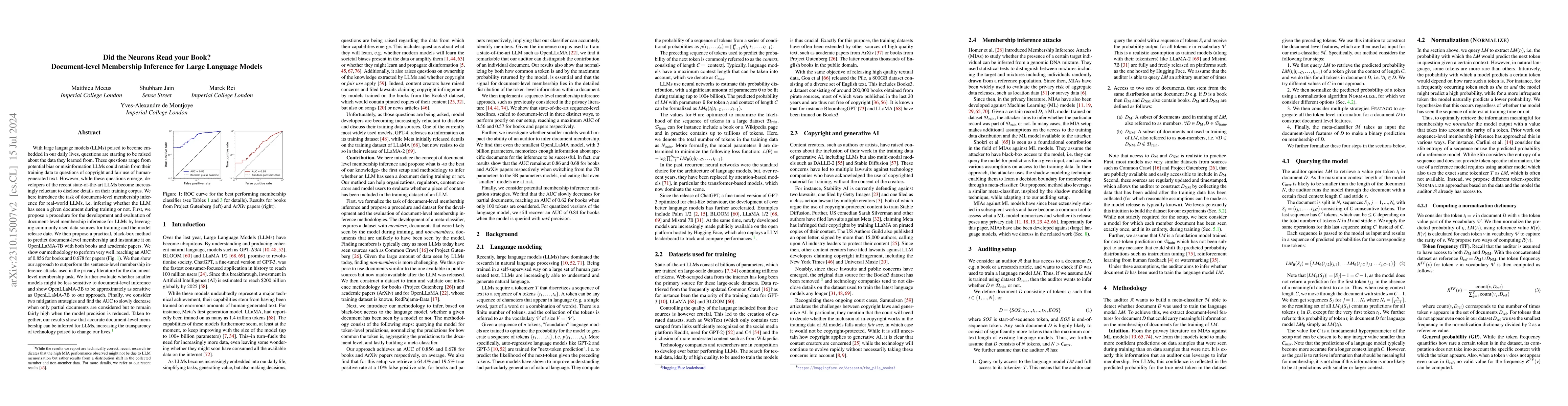 Thumbnail for Did the Neurons Read your Book? Document-level Membership Inference for
  Large Language Models