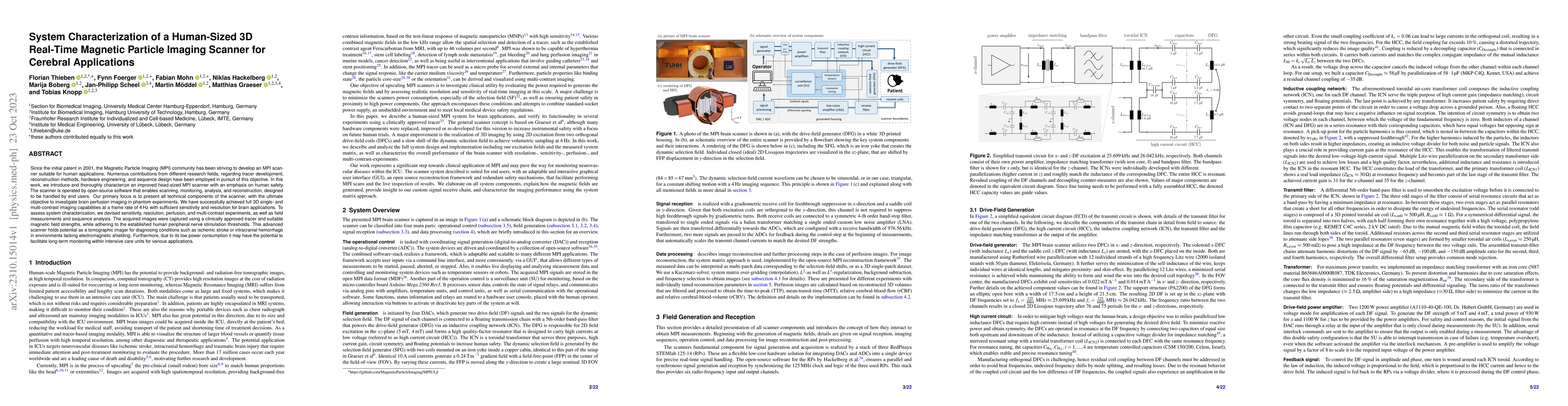 Thumbnail for System Characterization of a Human-Sized 3D Real-Time Magnetic Particle
  Imaging Scanner for Cerebral Applications