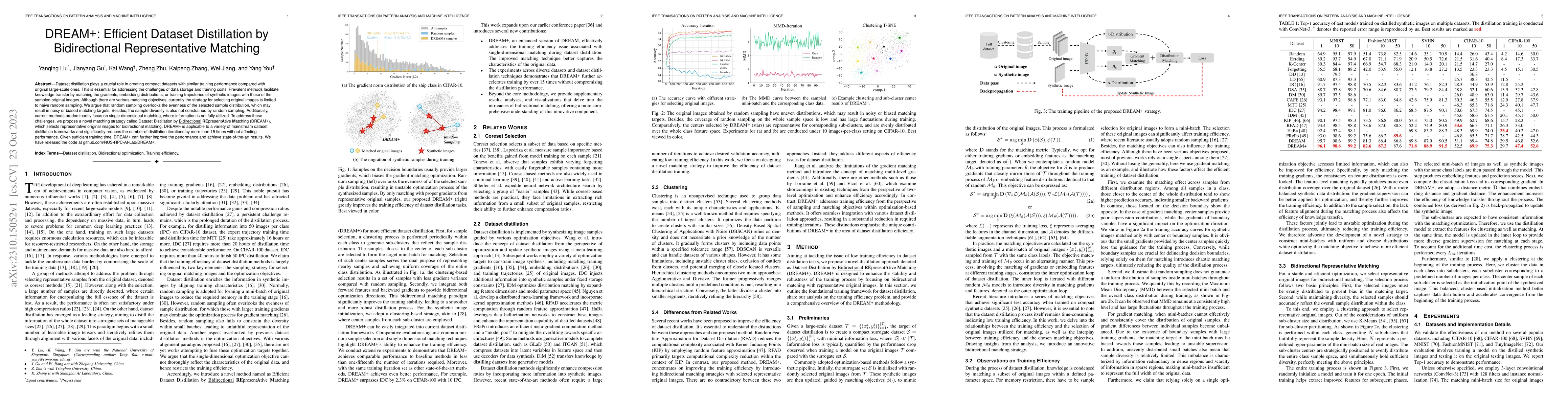 Thumbnail for DREAM+: Efficient Dataset Distillation by Bidirectional Representative
  Matching