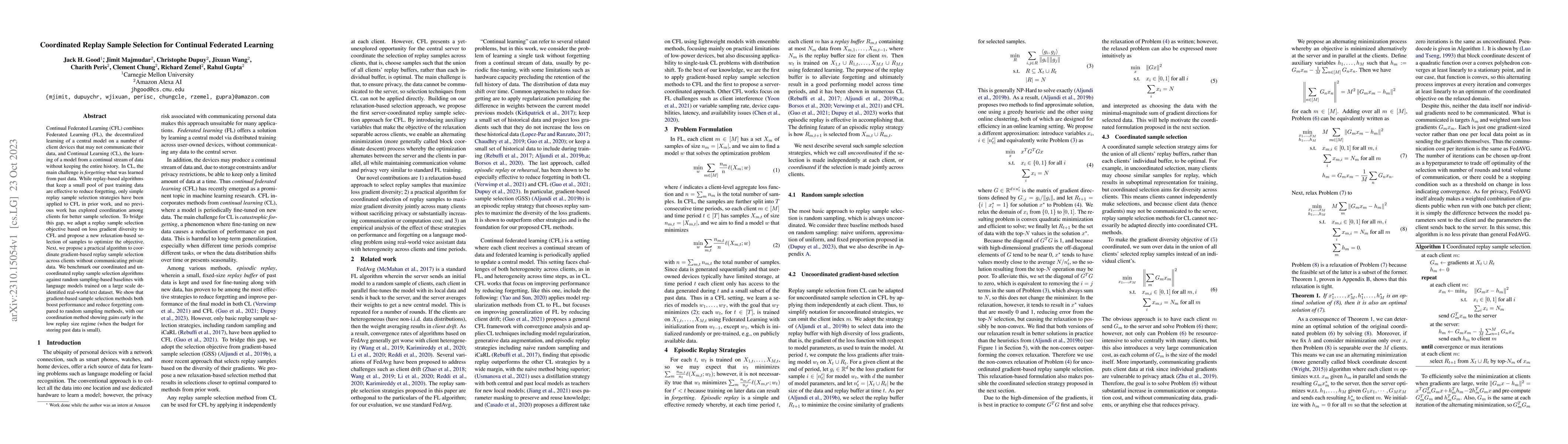 Thumbnail for Coordinated Replay Sample Selection for Continual Federated Learning