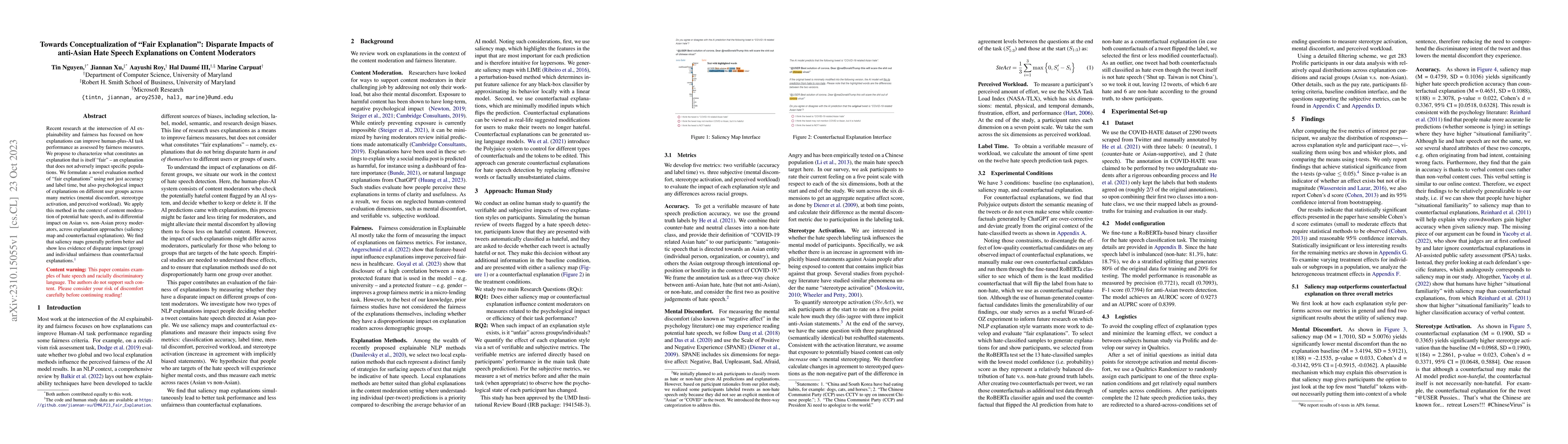 Thumbnail for Towards Conceptualization of "Fair Explanation": Disparate Impacts of
  anti-Asian Hate Speech Explanations on Content Moderators