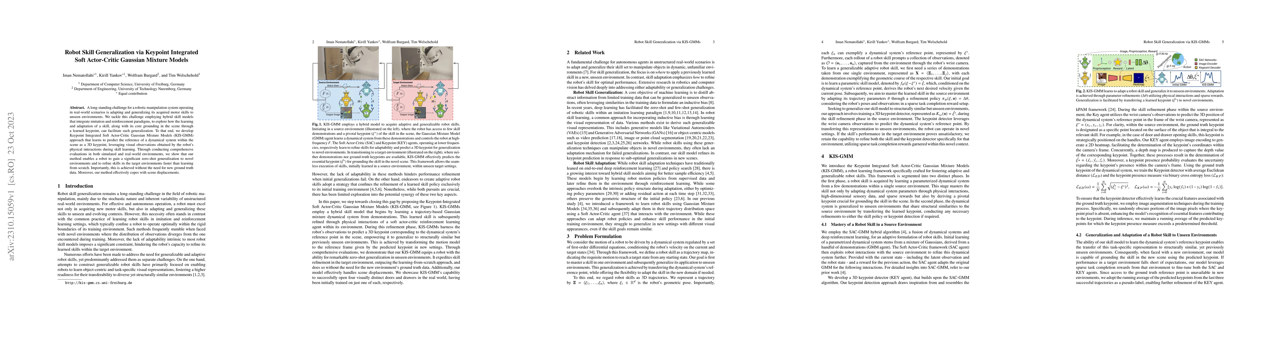 Thumbnail for Robot Skill Generalization via Keypoint Integrated Soft Actor-Critic
  Gaussian Mixture Models