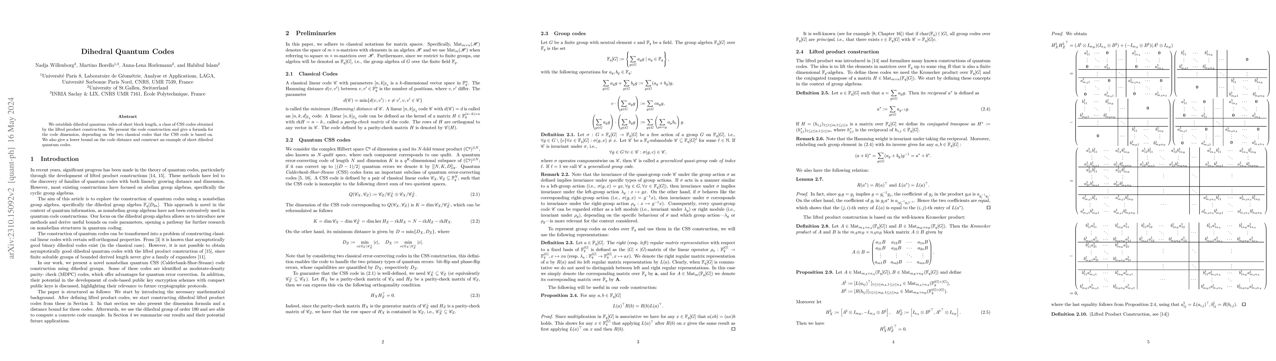 Thumbnail for Dihedral Quantum Codes