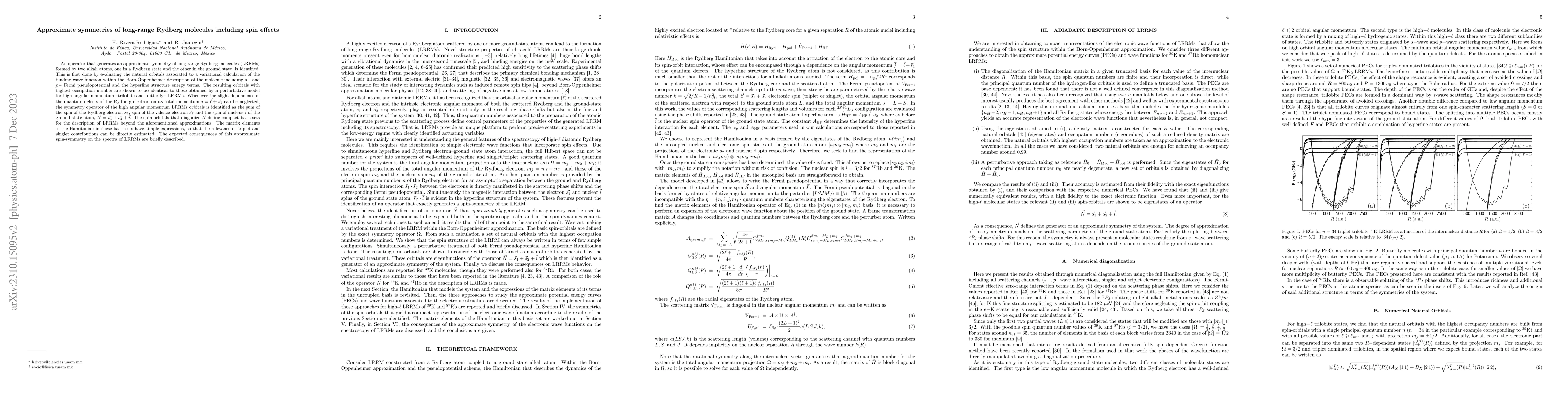 Thumbnail for Approximate symmetries of long-range Rydberg molecules including spin
  effects