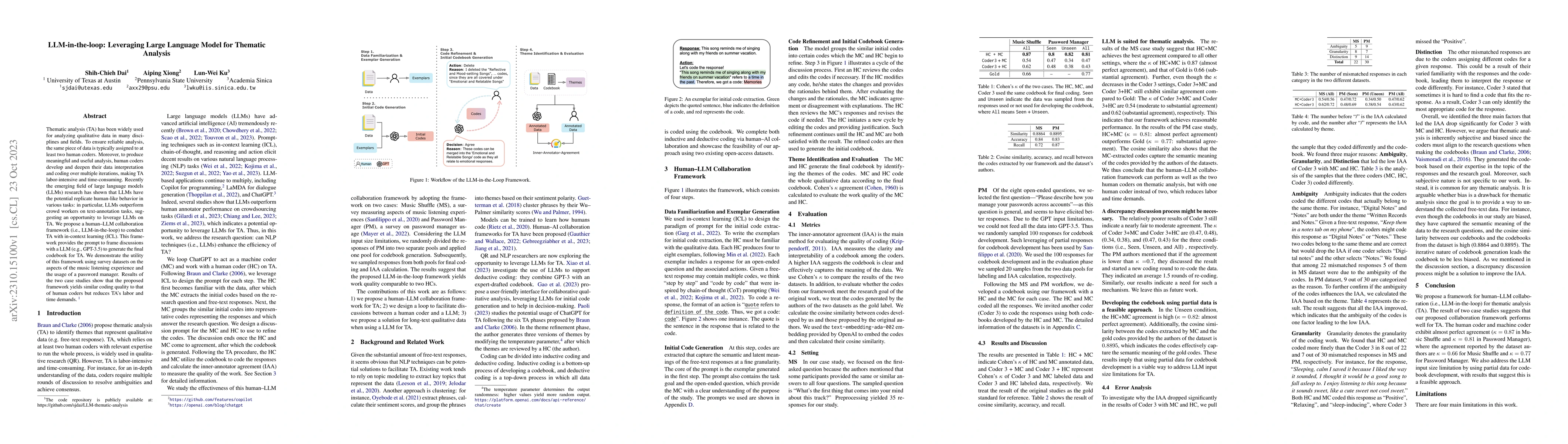 Thumbnail for LLM-in-the-loop: Leveraging Large Language Model for Thematic Analysis
