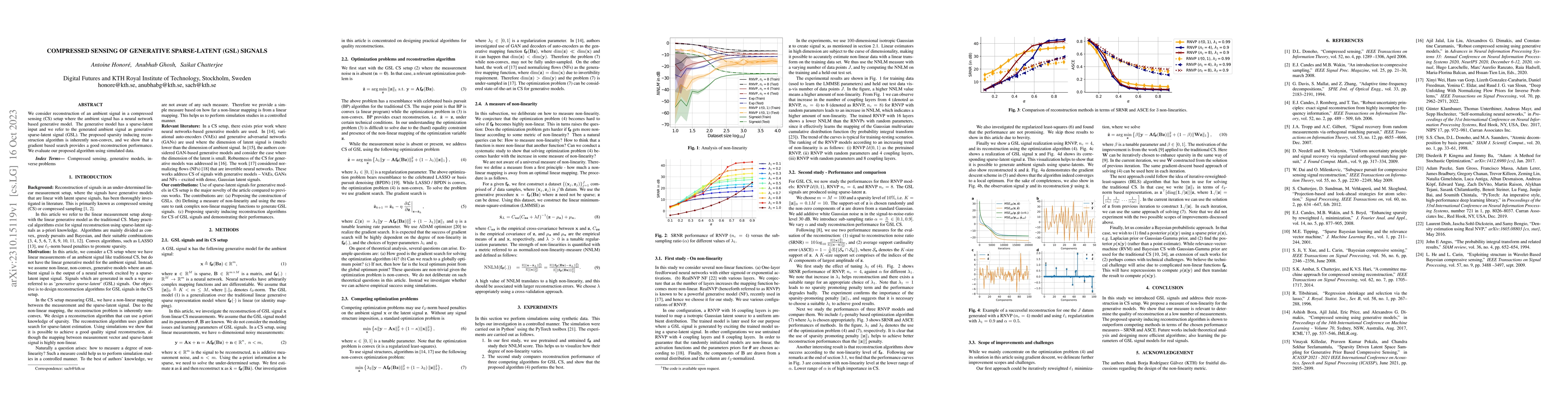 Thumbnail for Compressed Sensing of Generative Sparse-latent (GSL) Signals