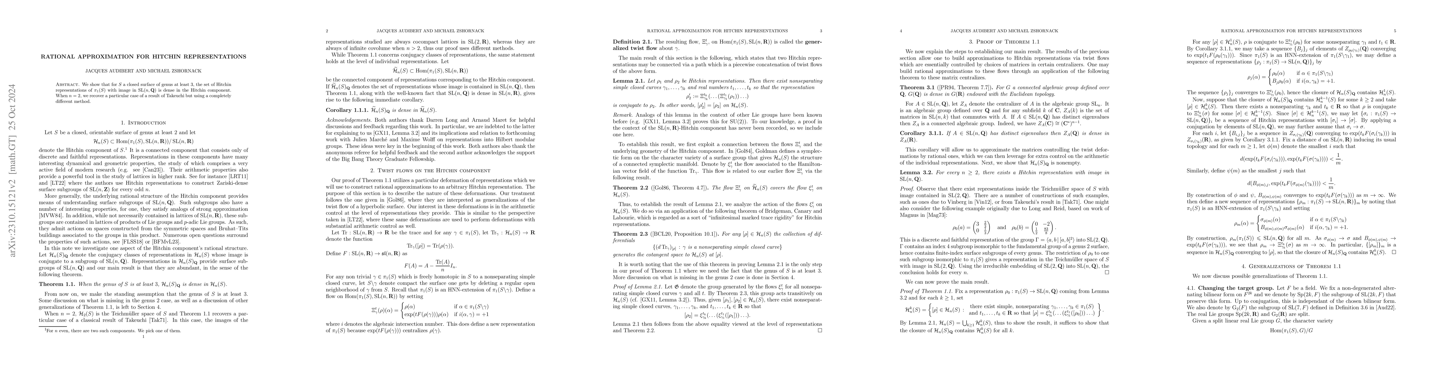 Thumbnail for Rational approximation for Hitchin representations