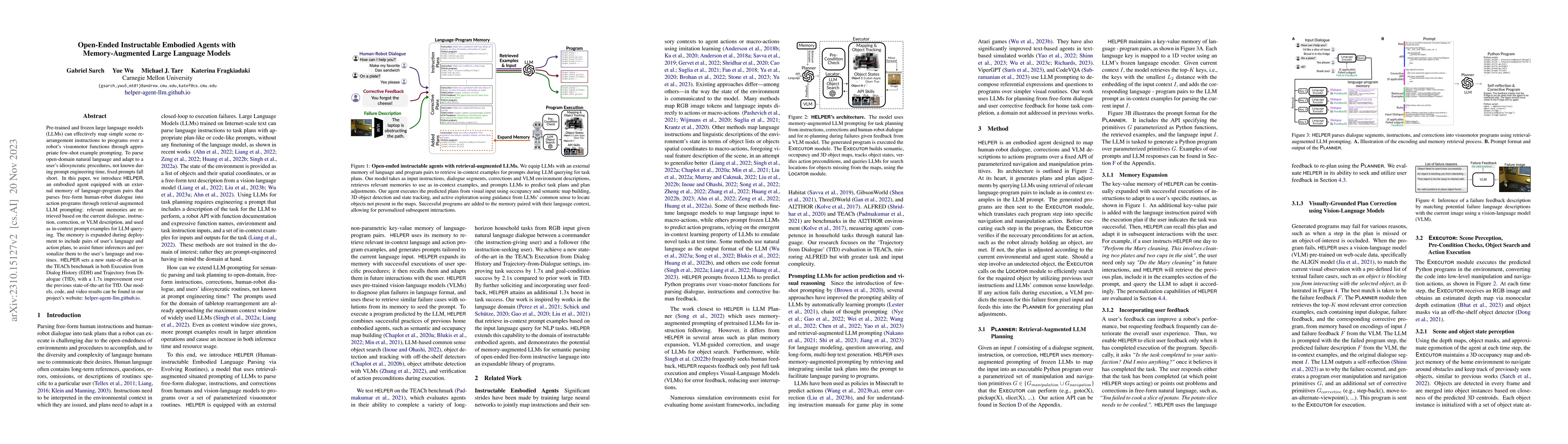 Thumbnail for Open-Ended Instructable Embodied Agents with Memory-Augmented Large
  Language Models