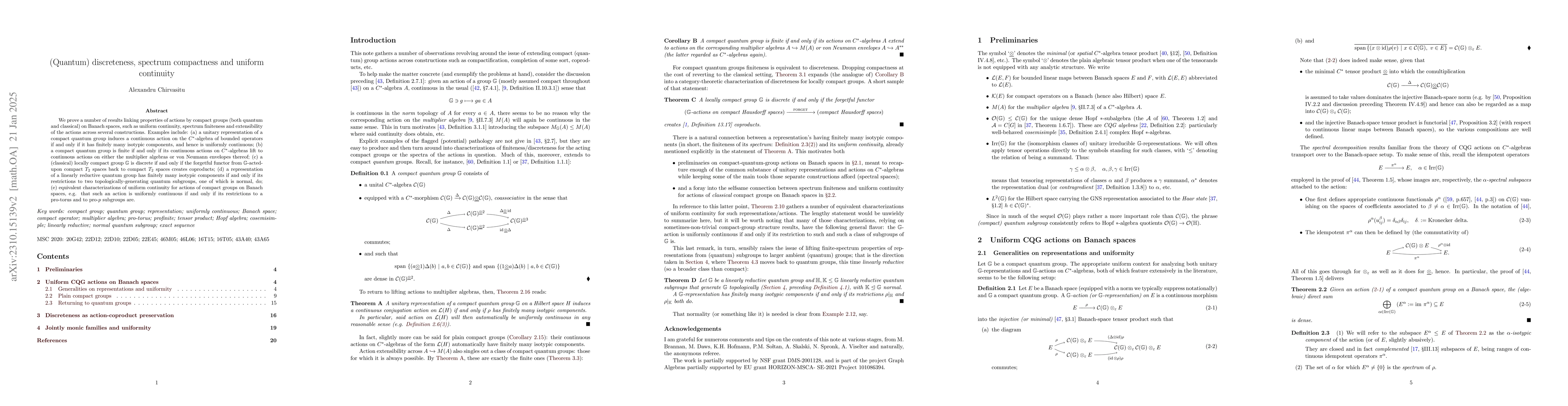 Thumbnail for (Quantum) discreteness, spectrum compactness and uniform continuity