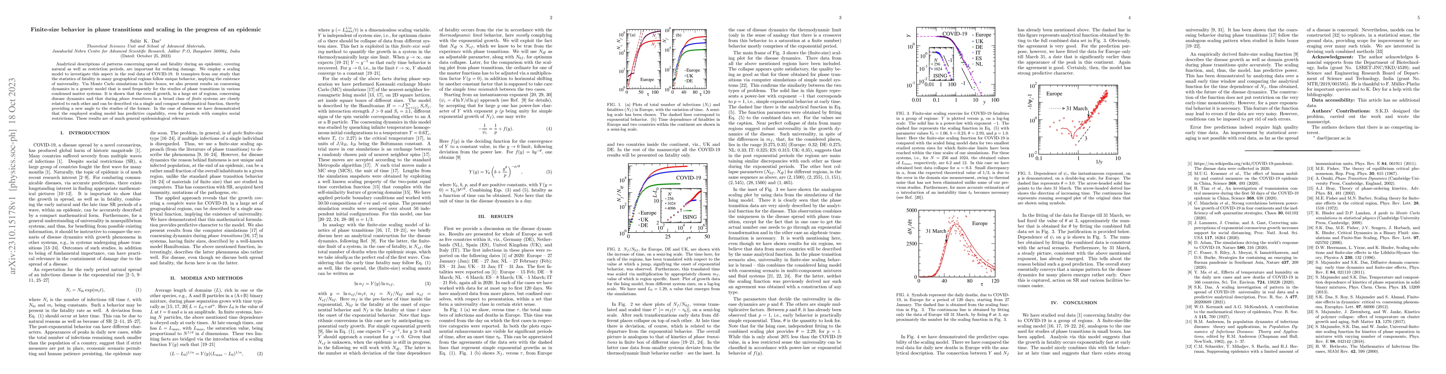 Thumbnail for Finite-size behavior in phase transitions and scaling in the progress of
  an epidemic
