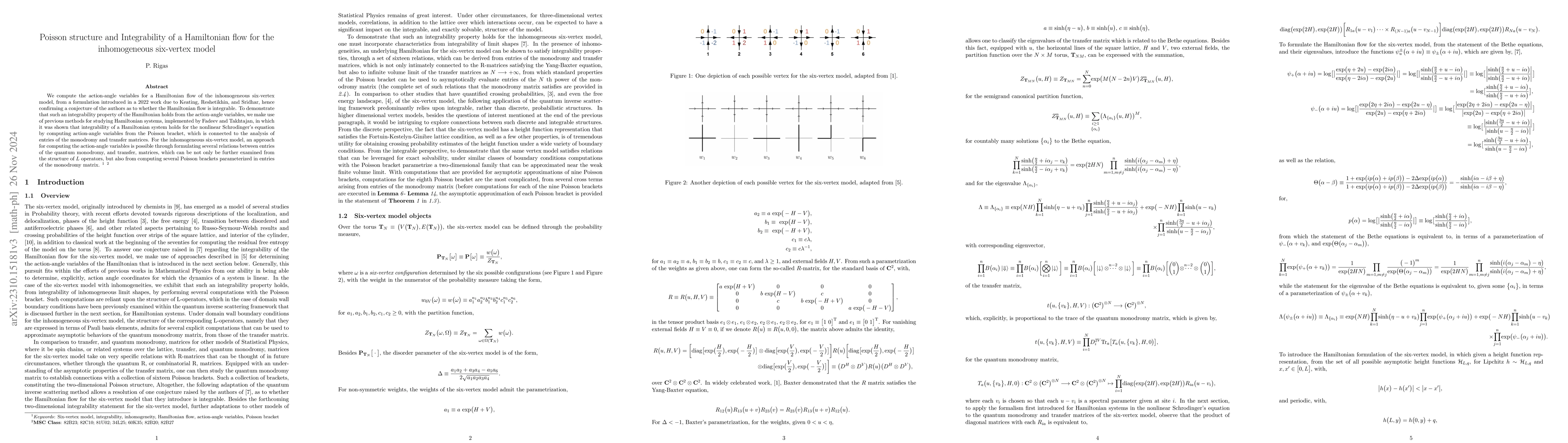 Thumbnail for Poisson structure and Integrability of a Hamiltonian flow for the
  inhomogeneous six-vertex model