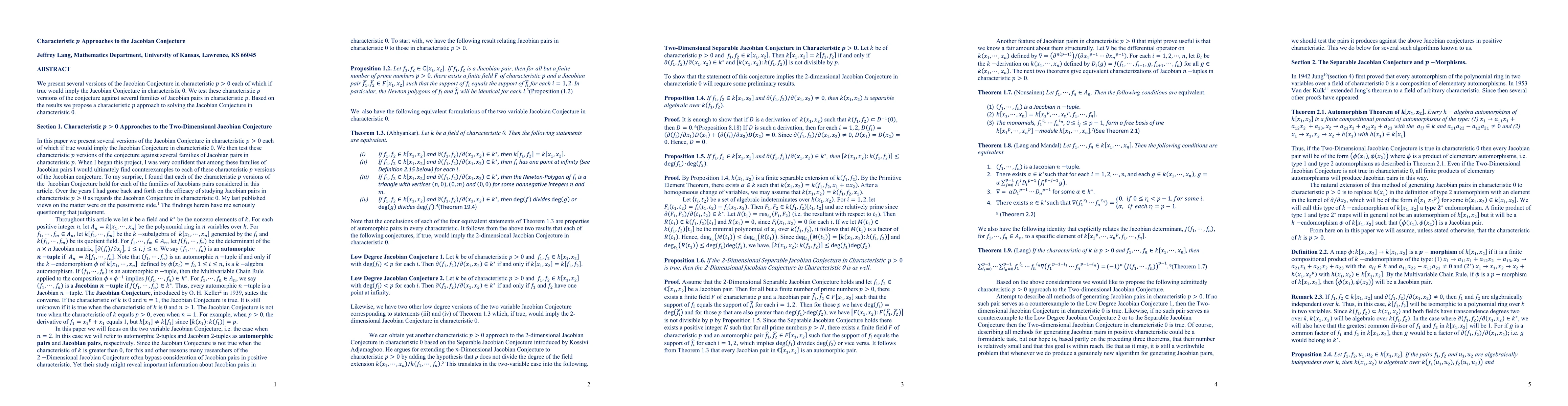 Thumbnail for Characteristic p approaches to the Jacobian Conjecture