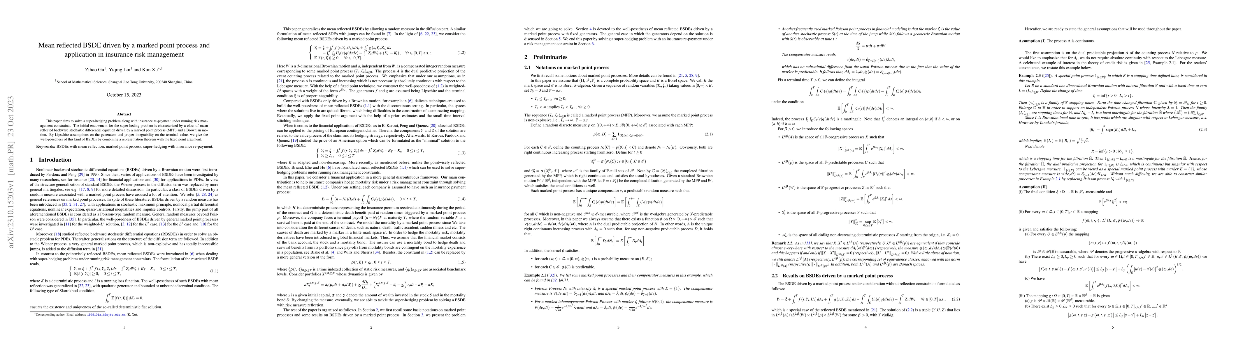 Thumbnail for Mean reflected BSDE driven by a marked point process and application in
  insurance risk management