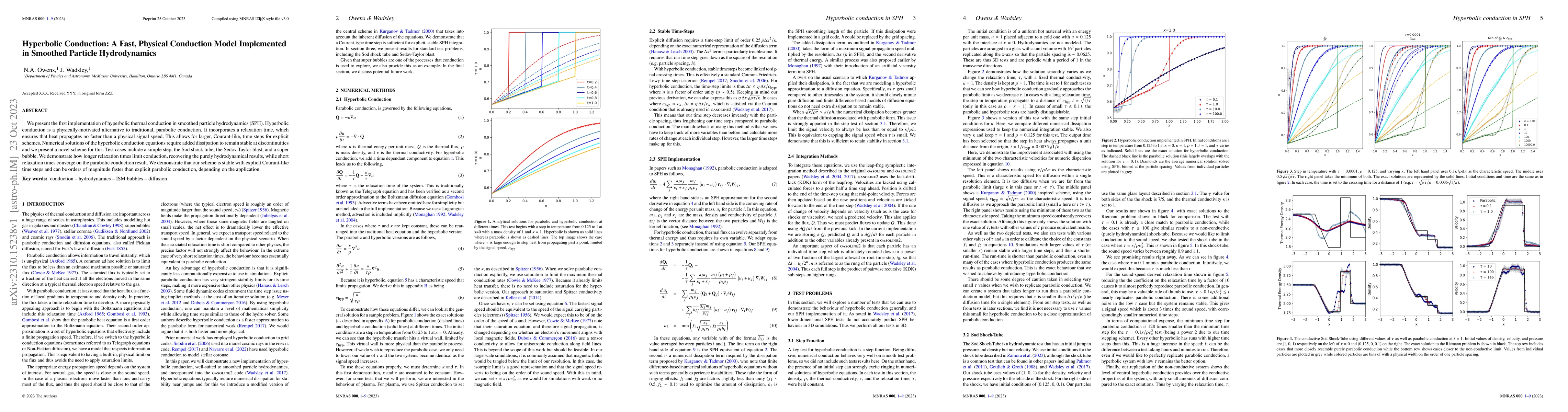Thumbnail for Hyperbolic Conduction: A Fast, Physical Conduction Model Implemented in
  Smoothed Particle Hydrodynamics