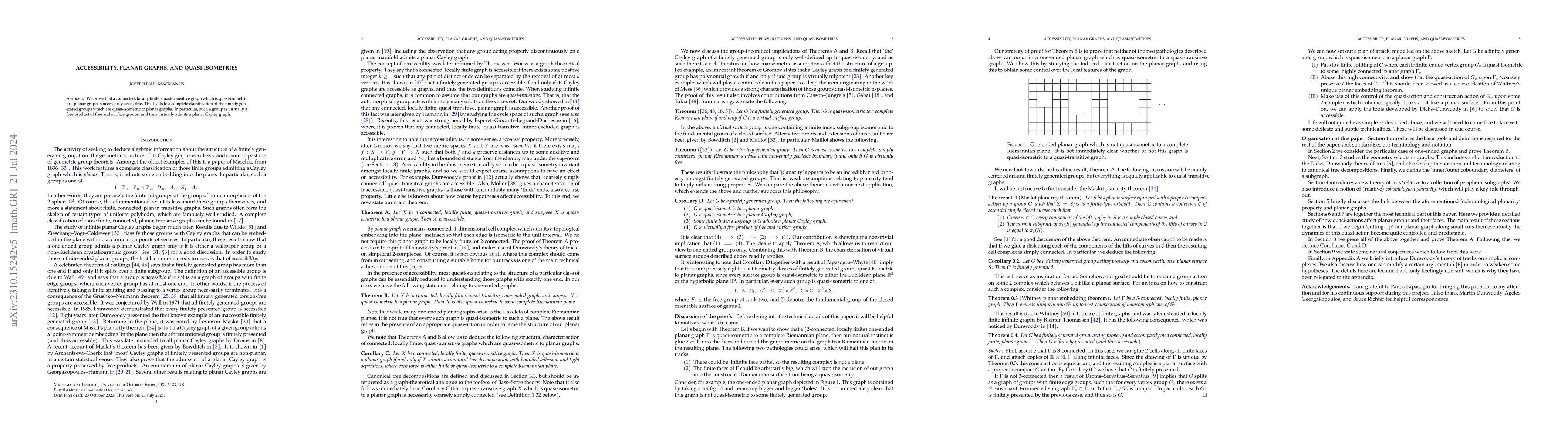 Thumbnail for Accessibility, planar graphs, and quasi-isometries