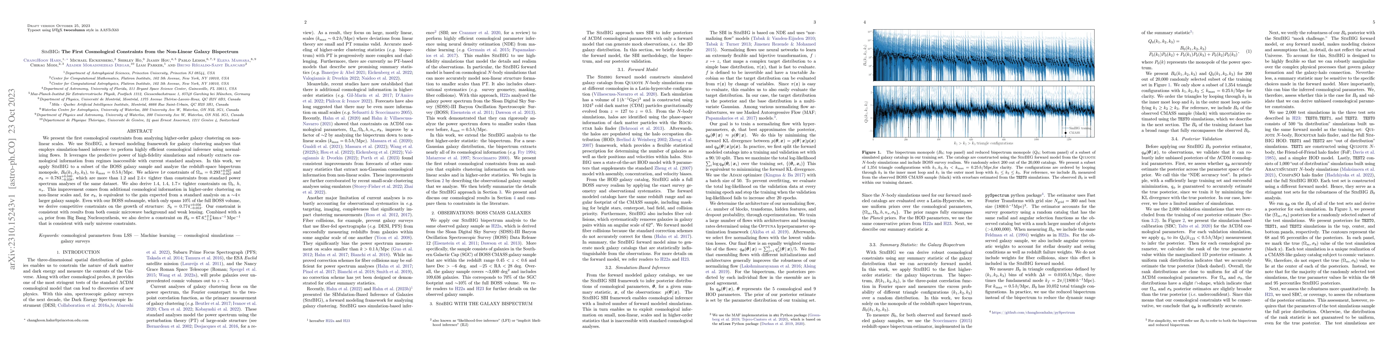 Thumbnail for ${\rm S{\scriptsize IM}BIG}$: The First Cosmological Constraints from
  the Non-Linear Galaxy Bispectrum